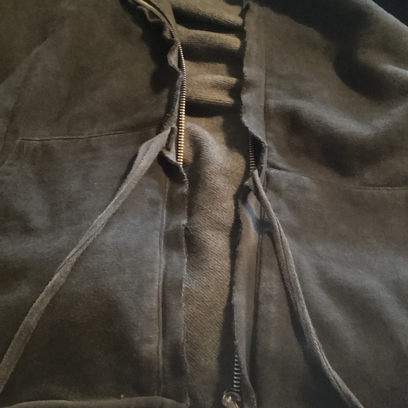 OFF WHITE oversized zip up hoodie. Small. Distressed gray - Picture 9 of 9